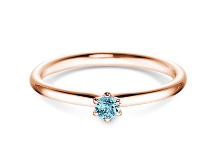 Verlovingsring Classic Colour in 9K roségoud met blauwe topaas 0,10ct