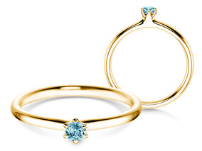 Verlovingsring Classic Colour in 9K geelgoud met blauwe topaas 0,10ct