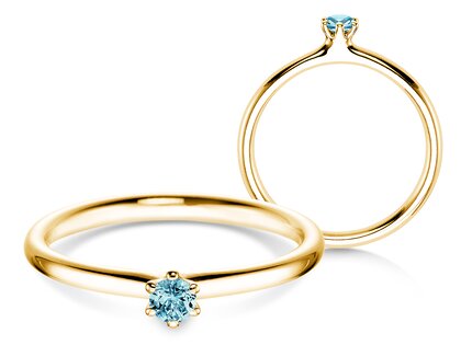 Verlovingsring Classic Colour in 14K geelgoud met blauwe topaas 0,05ct
