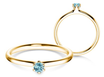 Verlovingsring Classic Colour in 9K geelgoud met blauwe topaas 0,05ct