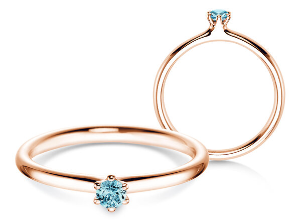 Verlovingsring Classic Colour in 9K roségoud met blauwe topaas 0,10ct