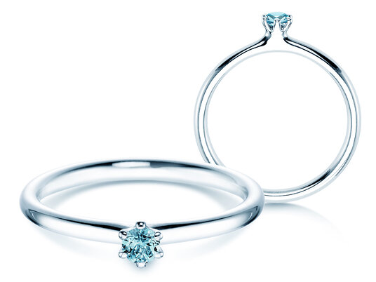 Verlovingsring Classic Colour in 14K witgoud met blauwe topaas 0,05ct