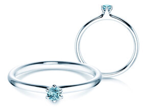 Verlovingsring Classic Colour in 9K witgoud met blauwe topaas 0,10ct