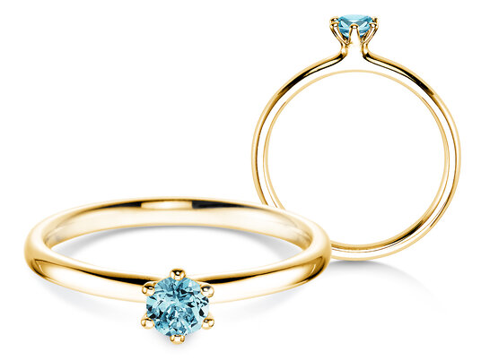 Verlovingsring Classic Colour in 14K geelgoud met blauwe topaas 0,15ct