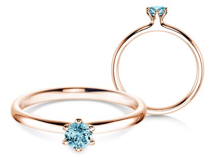 Verlovingsring Classic Colour in 14K roségoud met blauwe topaas 0,15ct