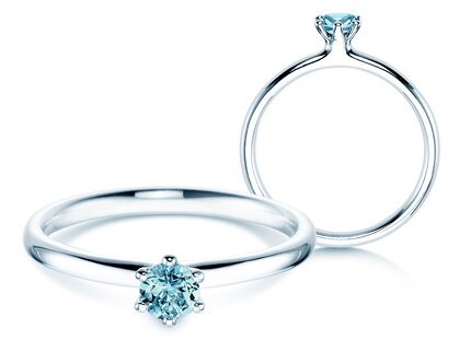 Verlovingsring Classic Colour in zilver 925/- met blauwe topaas 0,15ct