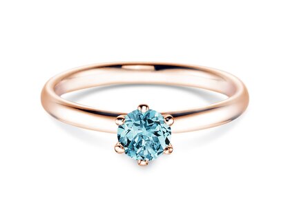 Verlovingsring Classic Colour in 9K roségoud met blauwe topaas 0,50ct
