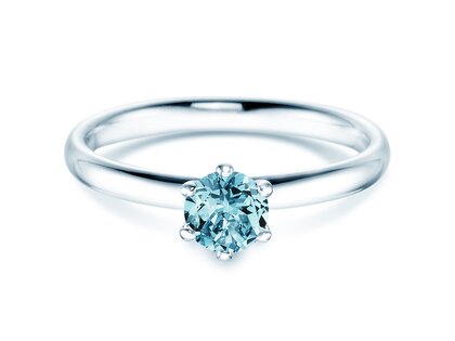 Verlovingsring Classic Colour in 9K witgoud met blauwe topaas 0,50ct