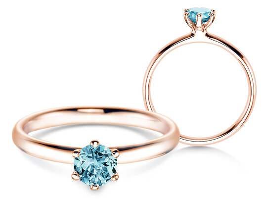 Verlovingsring Classic Colour in 9K roségoud met blauwe topaas 0,50ct