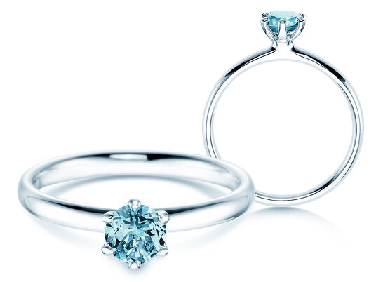 Verlovingsring Classic Colour in 9K witgoud met blauwe topaas 0,50ct