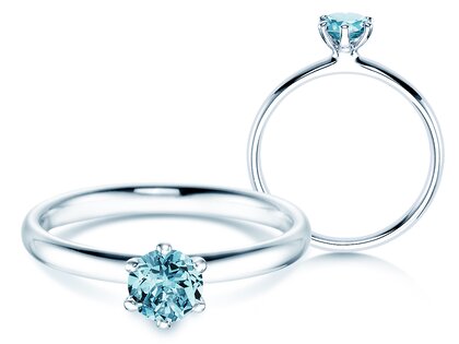 Verlovingsring Classic Colour in 9K witgoud met blauwe topaas 0,50ct