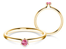 Verlovingsring Classic Colour in 9K geelgoud met roze toermalijn 0,05ct