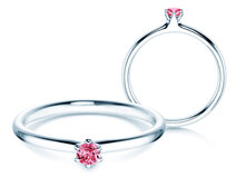Verlovingsring Classic Colour in zilver 925/- met roze toermalijn 0,05ct