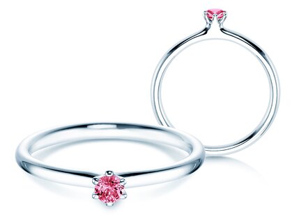 Verlovingsring Classic Colour in 9K witgoud met roze toermalijn 0,05ct