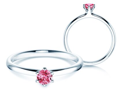 Verlovingsring Classic Colour in 9K witgoud met roze toermalijn 0,25ct