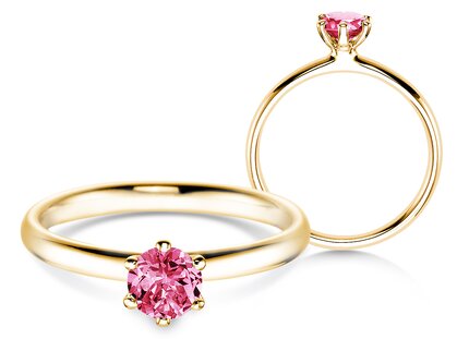 Verlovingsring Classic Colour in 9K geelgoud met roze toermalijn 0,50ct