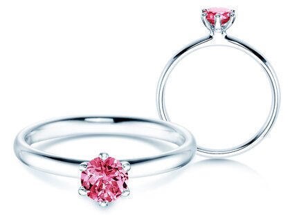 Verlovingsring Classic Colour in 9K witgoud met roze toermalijn 0,50ct