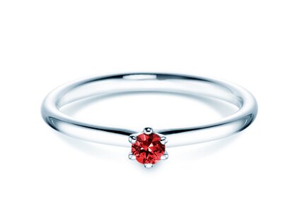 Verlovingsring Classic Colour in 9K witgoud met robijn 0,05ct