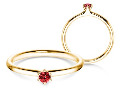 Verlovingsring Classic Colour in 14K geelgoud met robijn 0,05ct
