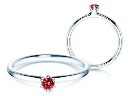 Verlovingsring Classic Colour in 9K witgoud met robijn 0,05ct