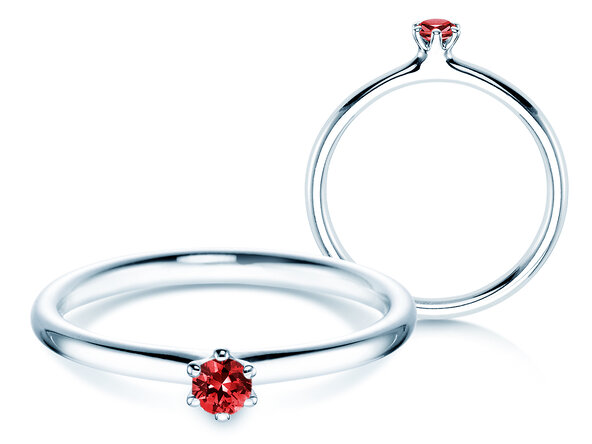 Verlovingsring Classic Colour in 9K witgoud met robijn 0,05ct