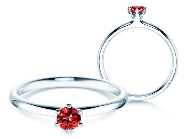 Verlovingsring Classic Colour in 9K witgoud met robijn 0,25ct