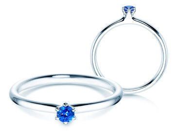 Verlovingsring Classic Colour in zilver 925/- met saffier 0,05ct