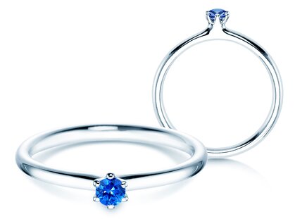 in 14K witgoud met saffier 0,05ct