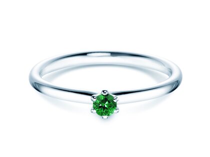 Verlovingsring Classic Colour in zilver 925/- met smaragd 0,05ct