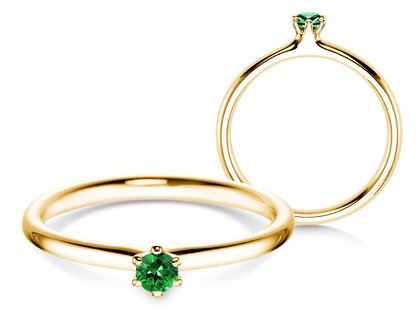  in 14K geelgoud met smaragd 0,05ct