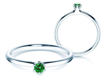 Verlovingsring Classic Colour in zilver 925/- met smaragd 0,05ct