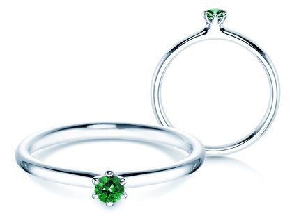  in 14K witgoud met smaragd 0,05ct