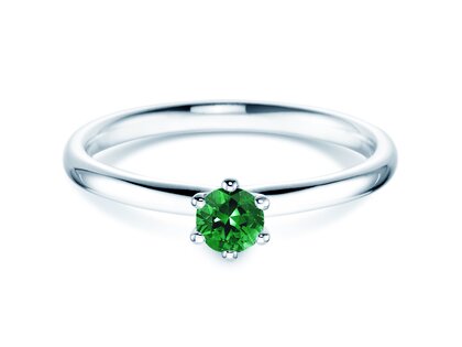 Verlovingsring Classic Colour in platina 950/- met smaragd 0,25ct