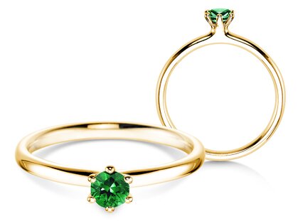  in 14K geelgoud met smaragd 0,25ct