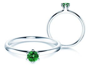 Verlovingsring Classic Colour in platina 950/- met smaragd 0,25ct