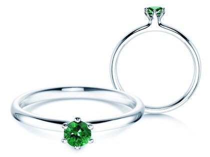 Verlovingsring Classic Colour in platina 950/- met smaragd 0,25ct