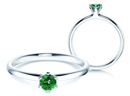 Verlovingsring Classic Colour in platina 950/- met smaragd 0,25ct