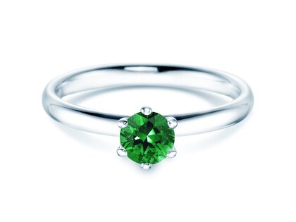 Verlovingsring Classic Colour in 9K witgoud met smaragd 0,50ct