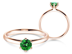 Verlovingsring Classic Colour in 9K roségoud met smaragd 0,50ct