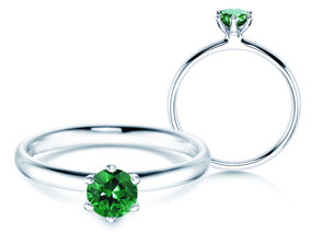 Verlovingsring Classic Colour in 9K witgoud met smaragd 0,50ct