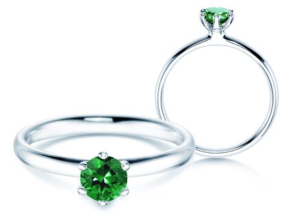 Verlovingsring Classic Colour in 9K witgoud met smaragd 0,50ct