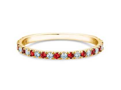 Verlovingsring Dusk Diamond & Color in 14K geelgoud met robijn 0,19ct en diamanten 0,19ct