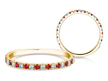 Verlovingsring Dusk met diamant & gekleurde edelsteen in 9K witgoud met robijn 0,19ct en diamanten 0,19ct