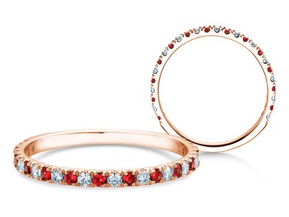 Verlovingsring Dusk Diamond & Color in 14K roségoud met robijn 0,19ct en diamanten 0,19ct