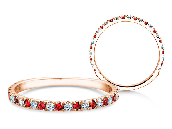 Verlovingsring Dusk Diamond & Color in 14K roségoud met robijn 0,19ct en diamanten 0,19ct
