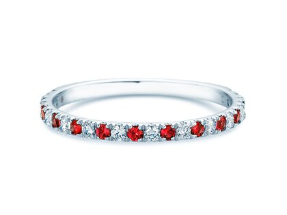 Verlovingsring Dusk met diamant & gekleurde edelsteen in 9K witgoud met robijn 0,19ct en diamanten 0,19ct