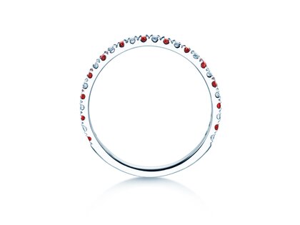 Verlovingsring Dusk met diamant & gekleurde edelsteen in 9K witgoud met robijn 0,19ct en diamanten 0,19ct
