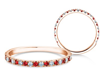 Verlovingsring Dusk Diamond & Color in 14K roségoud met robijn 0,19ct en diamanten 0,19ct