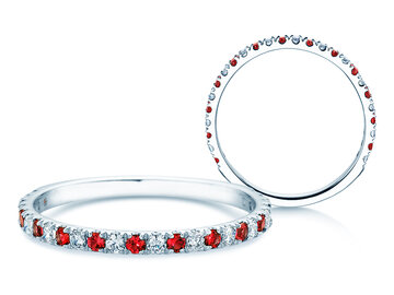 Verlovingsring Dusk Diamond & Color in 14K witgoud met robijn 0,19ct en diamanten 0,19ct