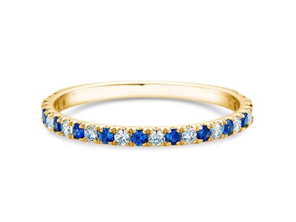 Verlovingsring Dusk Diamond & Color in 14K geelgoud met saffier 0,19ct en diamanten 0,19ct